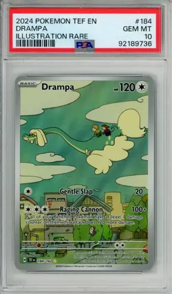 2024 POKEMON TEF EN-TEMPORAL FORCES ILLUSTRATION RARE #184 DRAMPA PSA 10 - Image 1