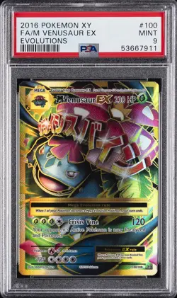 2016 POKEMON XY EVOLUTIONS #100 FULL ART/M VENUSAUR EX PSA 9 - Image 1