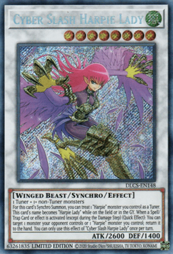 YUGIOH CYBER SLASH HARPIE LADY SECRET RARE DLCS-EN148 NEAR MINT - Image 1