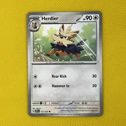 Herdier 171/197 Common Obsidian Flames scarlet & Violet Pokemon Card NM - Image 1