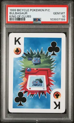 1999 BICYCLE POKEMON PLAYING CARDS KING OF CLUBS BULBASAUR PSA 10 - Image 1