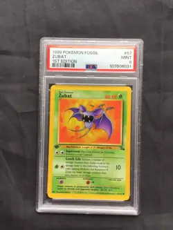Pokemon Cards: Fossil 1st Edition Common: Zubat 57/62 PSA 9 - Image 1
