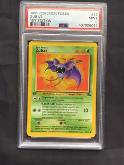 Pokemon Cards: Fossil 1st Edition Common: Zubat 57/62 PSA 9 - Image 2