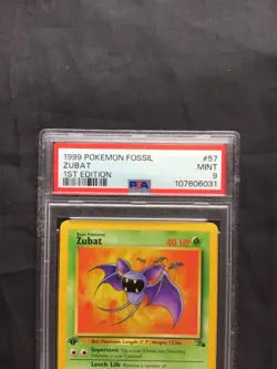 Pokemon Cards: Fossil 1st Edition Common: Zubat 57/62 PSA 9 - Image 3