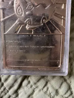 1999 Pokemon Burger King 23K Gold Plated Cards Pikachu, Togepi - Image 4