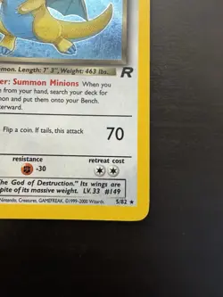 Dark Dragonite 5/82 Holo Rare Team Rocket Pokemon Card LP No Creases - Image 4