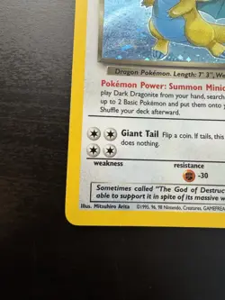 Dark Dragonite 5/82 Holo Rare Team Rocket Pokemon Card LP No Creases - Image 5