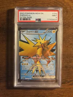 Pokemon Scarlet & Violet 151 Zapdos EX Ultra Rare Card PSA 9 Mint 192/165 - Image 1