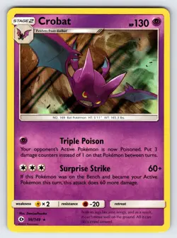 Crobat 56/149 2017 Sun & Moon Base Set Pokemon Card TCG Nintendo Holo Rare - VLP - Image 1