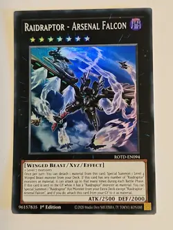 Raidraptor - Arsenal Falcon ROTD-EN094 1st Super Rare Yugioh Card - Image 1