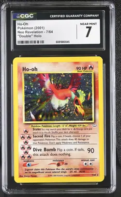 CGC 7 Ho-Oh 2001 Neo Revelation 7/64 "Double" Holo Pokemon Card - Image 1