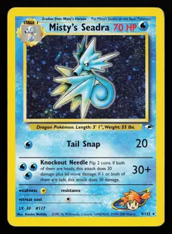 Misty's Seadra 9/132 Holo Rare Gym Heroes Pokemon Card - Image 1
