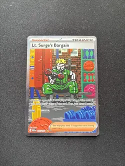 Pokemon Mega Evolution Lt. Surge’s Bargain Rare Holo Card Near Mint - Image 1