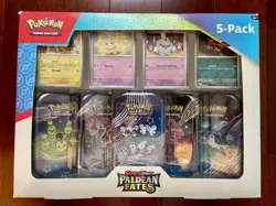 BNIB Pokemon Paldean Fates 5-pack Mini Tins Bundle Costco Exclusive Sealed - Image 1