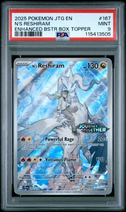 2025 POKEMON JTG EN-JOURNEY TOGETHER #167 N'S RESHIRAM PSA 9 - Image 1