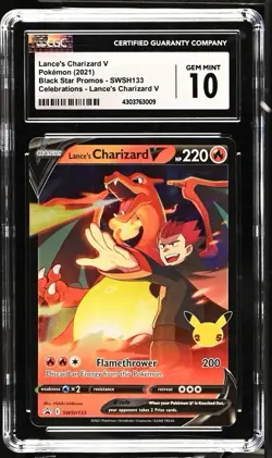 2021 Pokemon Celebrations Promo #SWSH133 Lance’s Charizard V CGC 10 Gem Mint - Image 1