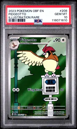 2023 POKEMON OBF EN-OBSIDIAN FLAMES ILLUSTRATION RARE #208 PIDGEOTTO PSA 10 - Image 1