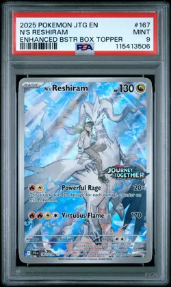2025 POKEMON JTG EN-JOURNEY TOGETHER #167 N'S RESHIRAM PSA 9 - Image 1