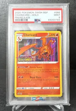 2020 Pokemon SWSH BSP Charizard Holo Prerelease #066 PSA 9 Mint Vivid Voltage - Image 1
