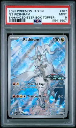 2025 POKEMON JTG EN-JOURNEY TOGETHER #167 N'S RESHIRAM PSA 9 - Image 1