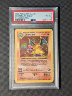 Charizard Holo Shadowless #4 PSA 4 1999 Pokemon Base Set Vintage - Image 1
