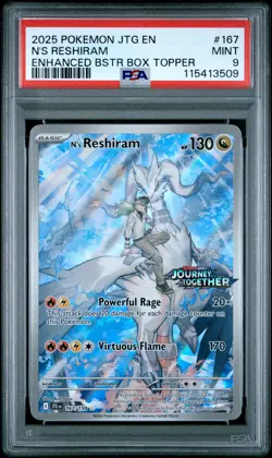 2025 POKEMON JTG EN-JOURNEY TOGETHER #167 N'S RESHIRAM PSA 9 - Image 1