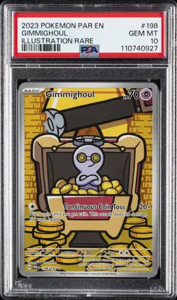 2023 POKEMON PAR EN-PARADOX RIFT ILLUSTRATION RARE #198 GIMMIGHOUL PSA 10 - Image 1