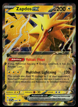 ZAPDOS ex 049 Scarlet & Violet Black Star Promo Holo Pokemon TCG Near Mint - Image 1