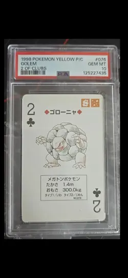 PSA 10 Pokemon Playing Card Poker Yellow Golem #076C 2 of Clubs 1998 Pop 1 - Image 1