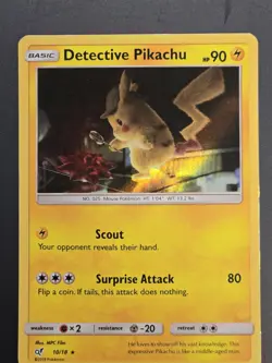 Pokemon Detective Pikachu #10/18 Detective Pikachu Holo Rare Movie Card TCG MP+ - Image 3