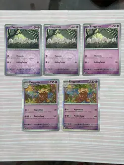 Exeggcute + Exeggutor Pokemon Cards Set of 5 with Reverse/Holo Rare Psychic TCG - Image 1