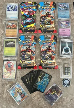 Pokemon Mega Evolution Lot- 4 Boosters, 100+ Mega Singles, Promo Card & More! - Image 1
