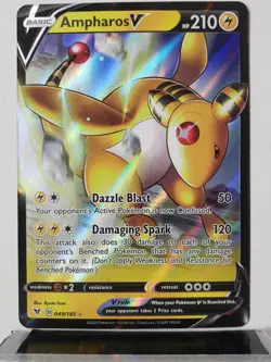HOLO Ampharos V 049/185 - NM - Vivid Voltage Sword Shield Pokemon Card - Image 1