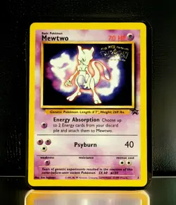 Pokemon Card Mewtwo Black Star Promo Card 1999 Warner Bros First Movie NM RARE! - Image 1