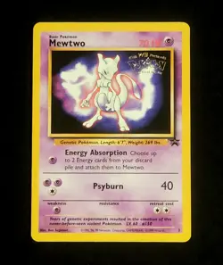 Pokemon Card Mewtwo Black Star Promo Card 1999 Warner Bros First Movie NM RARE! - Image 4