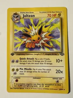 Jolteon 20/64 Jungle First 1st Edition Non Holo Rare Pokemon Card DMG - Image 1