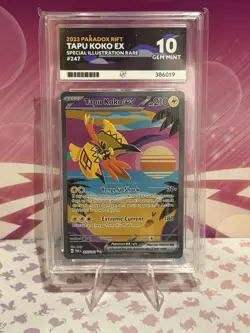 ACE 10 GEM MINT Tapu Koko ex Paradox Rift SIR Special Pokemon Card 247/182 - Image 1