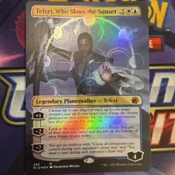 MTG Teferi, Who Slows the Sunset - Foil - Borderless Innistrad Midnight Hunt NM - Image 1