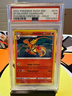 Pokemon Center UK Card #SWSH075 2022 Special Delivery Charizard BSP Holo - PSA 7 - Image 1
