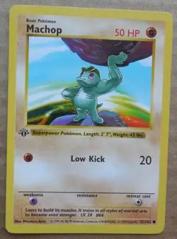 Machop 52/102 1st Edition "Shadowless" Common Non-Holo Base Set Pokemon LP - Image 1