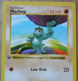 Machop 52/102 1st Edition "Shadowless" Common Non-Holo Base Set Pokemon LP - Image 2