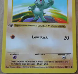 Machop 52/102 1st Edition "Shadowless" Common Non-Holo Base Set Pokemon LP - Image 3
