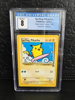 Surfing Pikachu, POKEMON 28/53 Wotc Black Star Promo Regular 2001 CGC 8 NM/MINT - Image 1