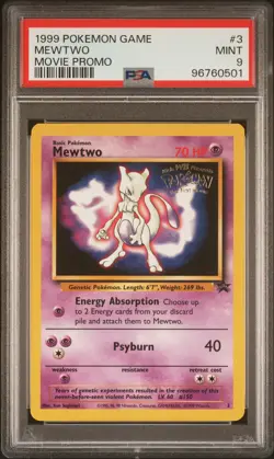 1999 POKEMON GAME MOVIE PROMO #3 MEWTWO PSA 9 - Image 1