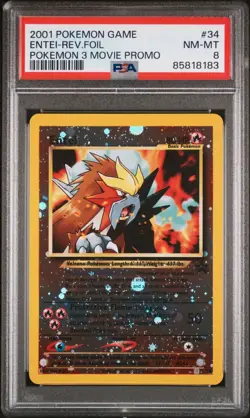 2001 Pokemon Entei 34 Movie Promo Reverse Foil PSA 8 - Image 1