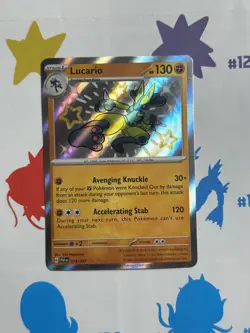 Pokemon TCG S&V Paldean Fates Lucario Shiny Rare Holo Card 174/091 - Image 1