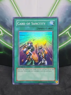 Yugioh Card of Sanctity TLM-EN037 Super Rare 1st Edition LP - Image 1