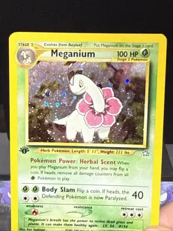 Pokemon Card 10/111 1st Edition Neo Genesis Rare Meganium Holo Light Play - Image 2