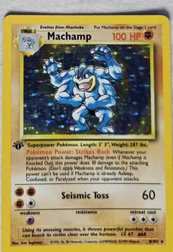 Machamp 1st Edition Holo Rare Pokemon Card #8 Base Set - Image 1