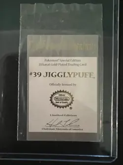 Pokemon Jigglypuff 23K Gold Plated Trading Card with COA 1999 - Image 3